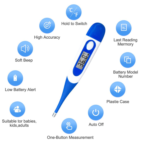 Oral Thermometer for Adults and Kids, Digital Fever Thermometer