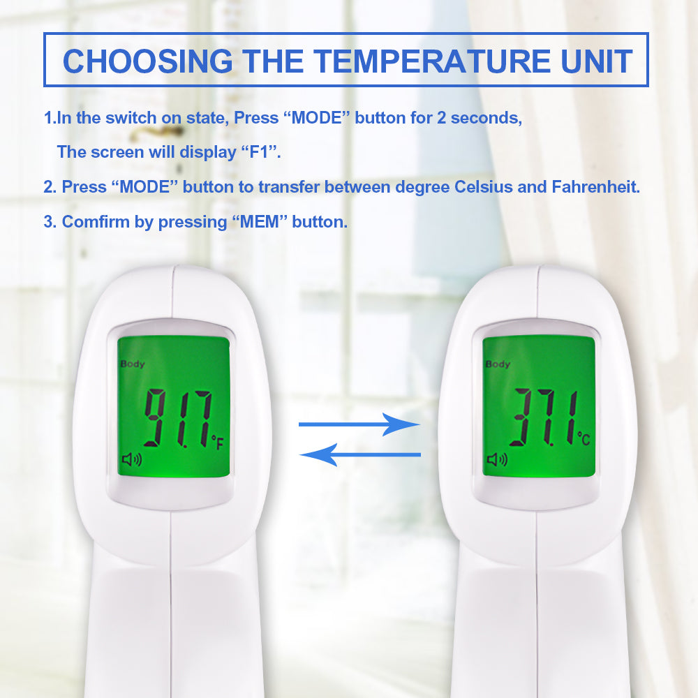 Berrcom Non Contact Infrared Forehead Thermometer for Adults and Kids  Digital Infrared Thermometer with Instant Reading, Fever Alarm, LCD  Display, °F/℃ Switch – berrcomonline